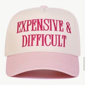 New Pink and Cream Cap Embroidered with a Bold Text